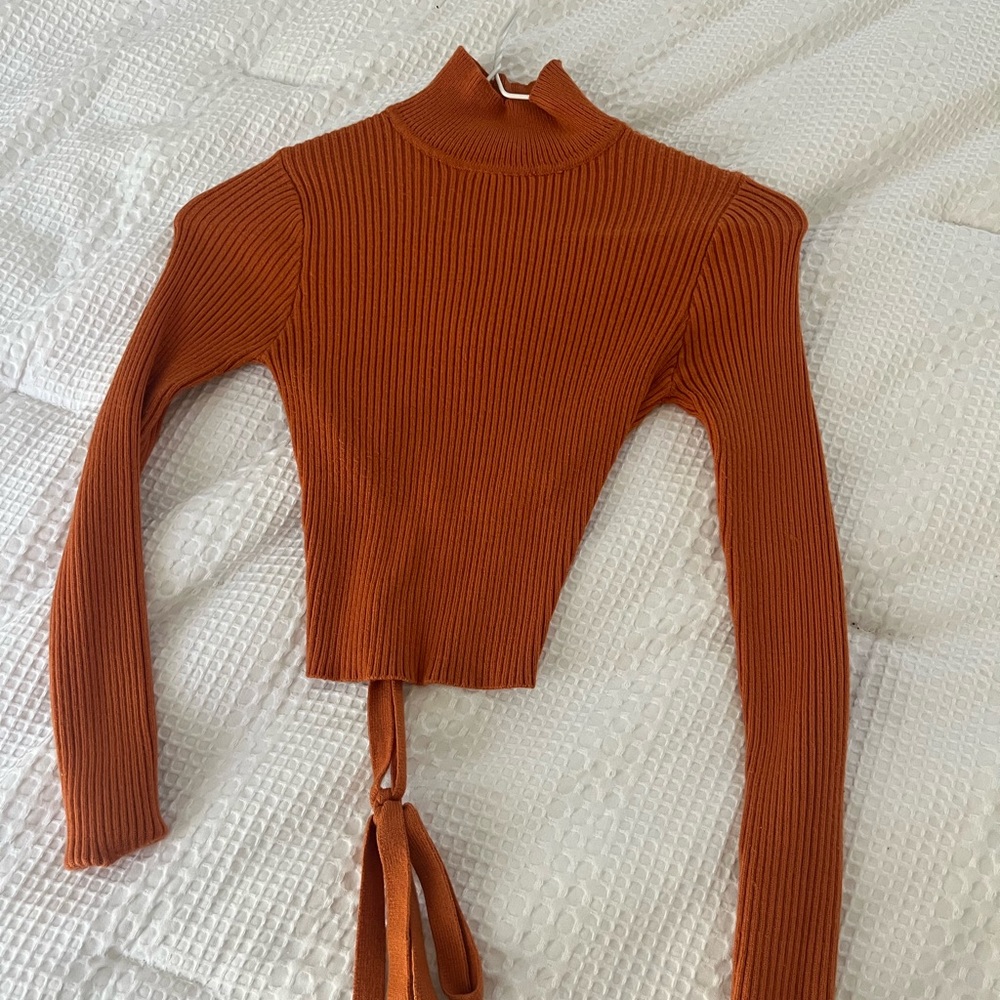Zara cropped tie-back turtleneck